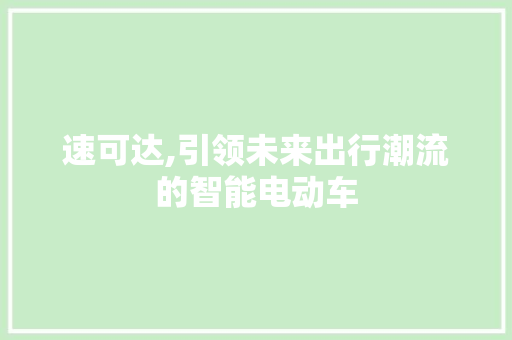 速可达,引领未来出行潮流的智能电动车