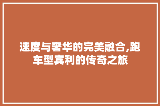 速度与奢华的完美融合,跑车型宾利的传奇之旅