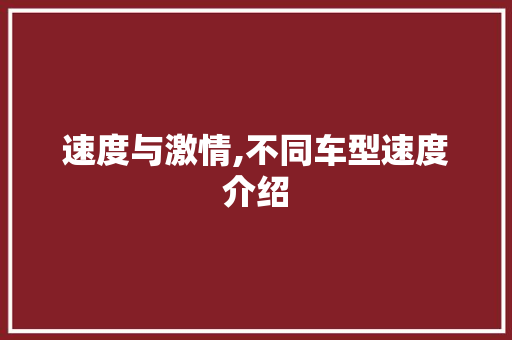 速度与激情,不同车型速度介绍