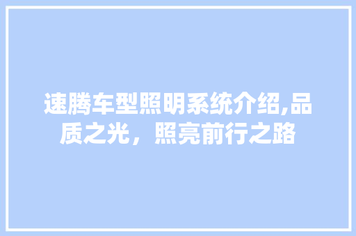速腾车型照明系统介绍,品质之光，照亮前行之路
