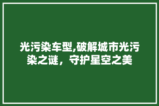光污染车型,破解城市光污染之谜，守护星空之美