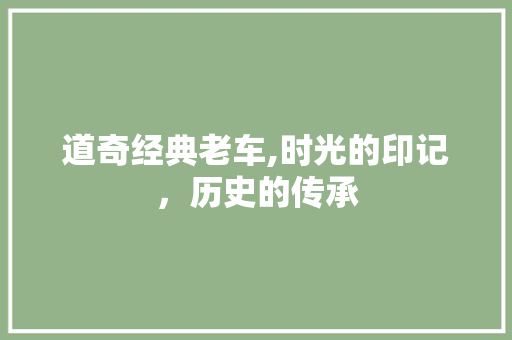 道奇经典老车,时光的印记，历史的传承