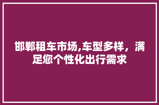 邯郸租车市场,车型多样，满足您个性化出行需求