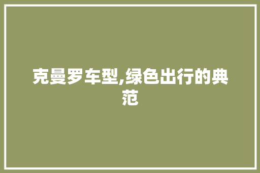克曼罗车型,绿色出行的典范