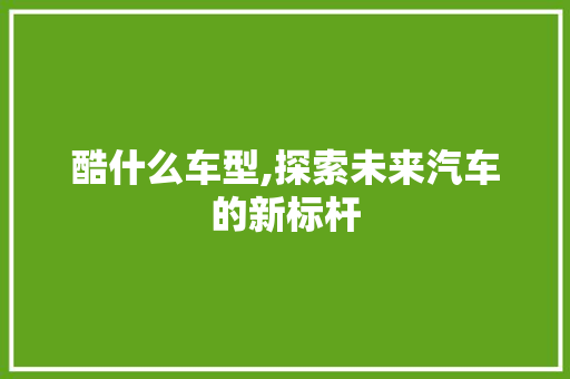 酷什么车型,探索未来汽车的新标杆