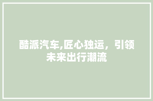 酷派汽车,匠心独运，引领未来出行潮流