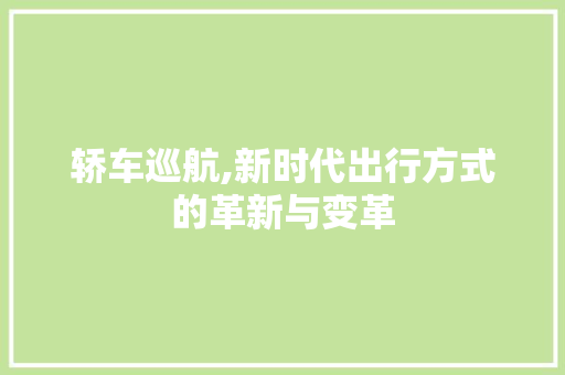 轿车巡航,新时代出行方式的革新与变革