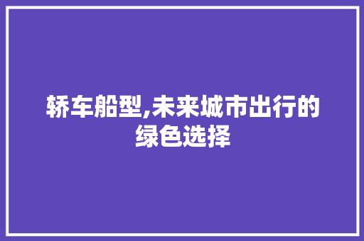 轿车船型,未来城市出行的绿色选择