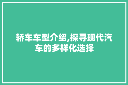 轿车车型介绍,探寻现代汽车的多样化选择