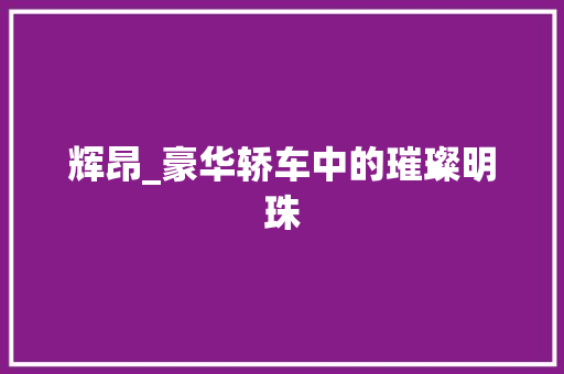 辉昂_豪华轿车中的璀璨明珠