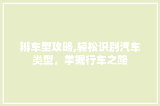 辨车型攻略,轻松识别汽车类型，掌握行车之路