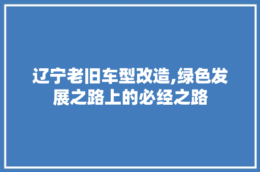 辽宁老旧车型改造,绿色发展之路上的必经之路