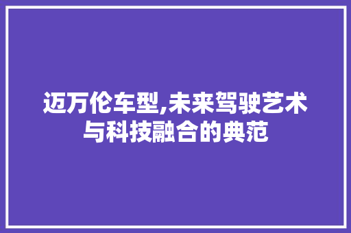 迈万伦车型,未来驾驶艺术与科技融合的典范