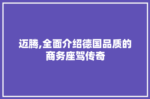 迈腾,全面介绍德国品质的商务座驾传奇