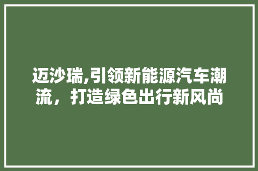 迈沙瑞,引领新能源汽车潮流，打造绿色出行新风尚