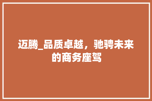 迈腾_品质卓越，驰骋未来的商务座驾