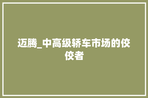 迈腾_中高级轿车市场的佼佼者