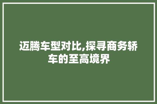 迈腾车型对比,探寻商务轿车的至高境界