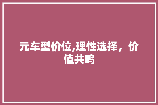 元车型价位,理性选择，价值共鸣