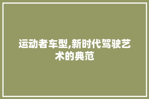 运动者车型,新时代驾驶艺术的典范