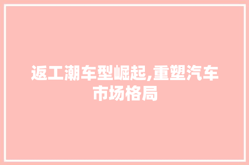 返工潮车型崛起,重塑汽车市场格局