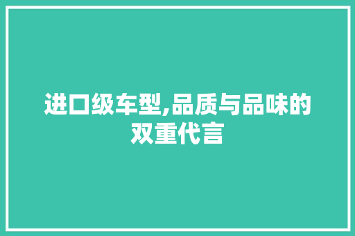 进口级车型,品质与品味的双重代言