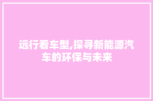 远行看车型,探寻新能源汽车的环保与未来