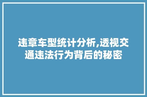 违章车型统计分析,透视交通违法行为背后的秘密 汽车配件