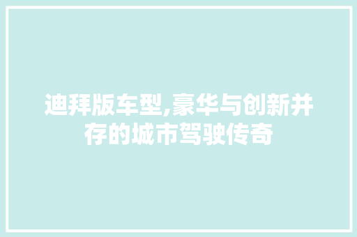迪拜版车型,豪华与创新并存的城市驾驶传奇