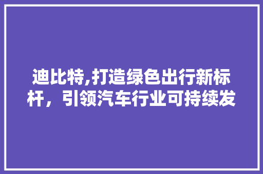 迪比特,打造绿色出行新标杆，引领汽车行业可持续发展之路