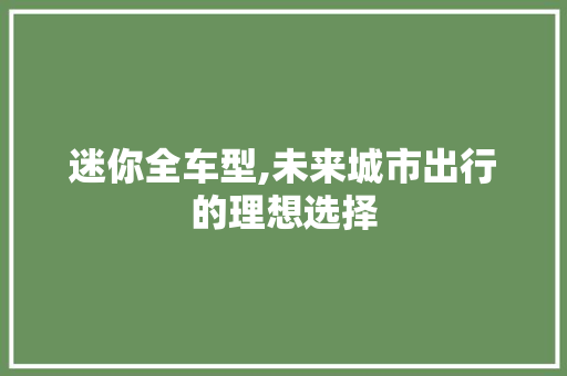 迷你全车型,未来城市出行的理想选择 底盘配件