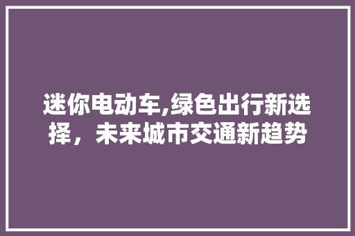 迷你电动车,绿色出行新选择，未来城市交通新趋势