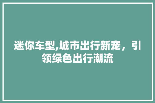迷你车型,城市出行新宠，引领绿色出行潮流