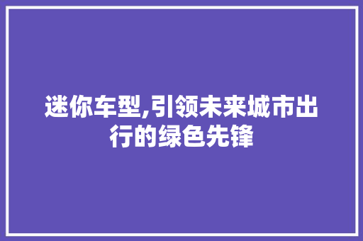 迷你车型,引领未来城市出行的绿色先锋