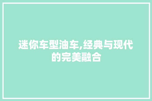 迷你车型油车,经典与现代的完美融合