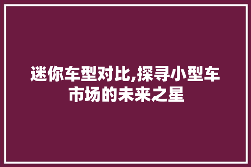 迷你车型对比,探寻小型车市场的未来之星