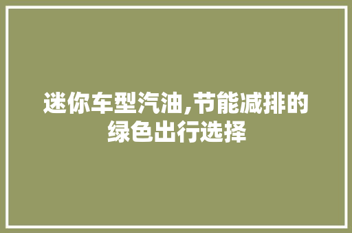 迷你车型汽油,节能减排的绿色出行选择