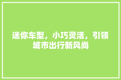 迷你车型，小巧灵活，引领城市出行新风尚