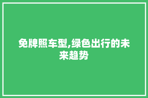 免牌照车型,绿色出行的未来趋势 变速箱配件
