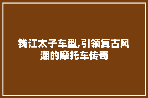 钱江太子车型,引领复古风潮的摩托车传奇