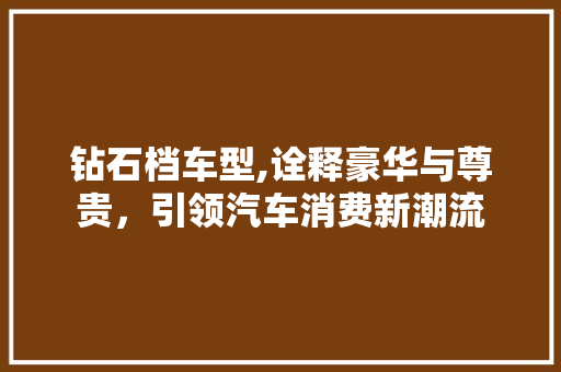 钻石档车型,诠释豪华与尊贵，引领汽车消费新潮流