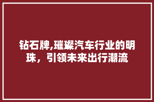 钻石牌,璀璨汽车行业的明珠，引领未来出行潮流