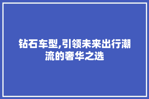 钻石车型,引领未来出行潮流的奢华之选
