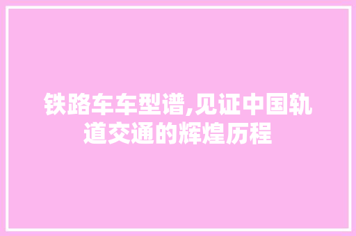 铁路车车型谱,见证中国轨道交通的辉煌历程