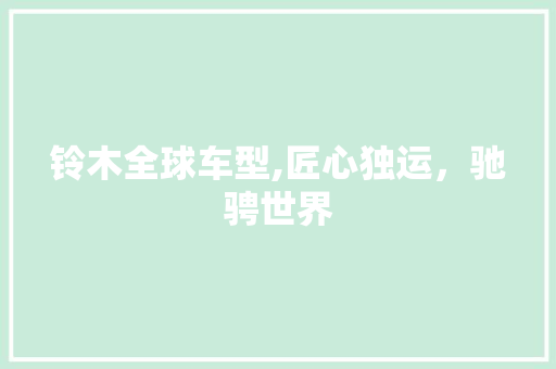 铃木全球车型,匠心独运，驰骋世界
