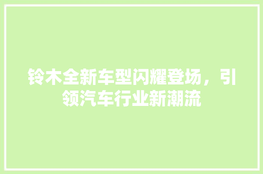 铃木全新车型闪耀登场，引领汽车行业新潮流
