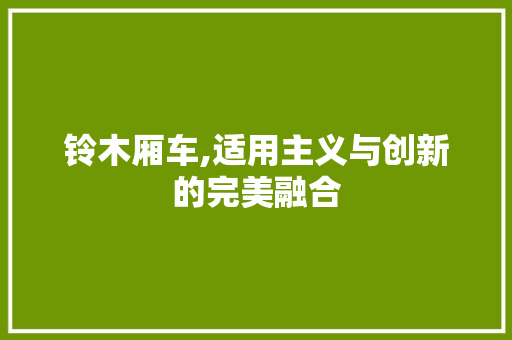 铃木厢车,适用主义与创新的完美融合