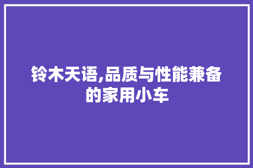 铃木天语,品质与性能兼备的家用小车
