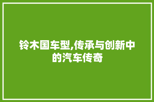 铃木国车型,传承与创新中的汽车传奇