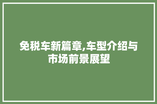 免税车新篇章,车型介绍与市场前景展望